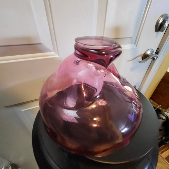 Signed Pink Art Glass Free Form Bowl 8.5" - Picture 7 of 12